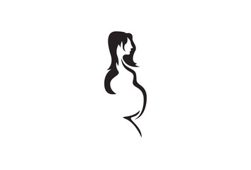 Woman pregnant icon logo design vector template
