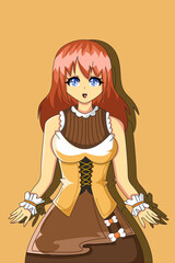 Pretty Girl in Autumn Season Design Illustration