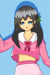 Soft Girl with Pink Clothes Design Illustration