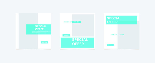 Social media template and creative posts Vector set. Background template with copy space for text and design images with abstract colored shapes, line art,Poster,Banner,fashion