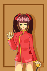 Pretty Girl Wearing Beautiful Red Dress Design illustration