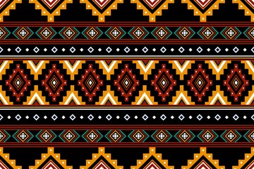 Geometric ethnic oriental seamless pattern traditional Design for background,carpet,wallpaper.clothing,wrapping,Batik fabric,Vector illustration.embroidery style, Sadu. - obrazy, fototapety, plakaty