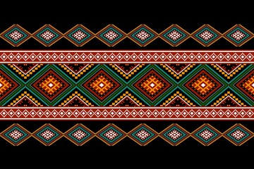 Geometric ethnic oriental seamless pattern traditional Design for background,carpet,wallpaper.clothing,wrapping,Batik fabric,Vector illustration.embroidery style, Sadu.