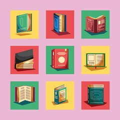 books literature icon set