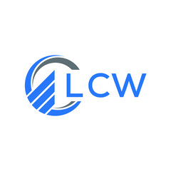 LCW Flat accounting logo design on white  background. LCW creative initials Growth graph letter logo concept. LCW business finance logo design.