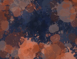 Blue and orange splatter background texture