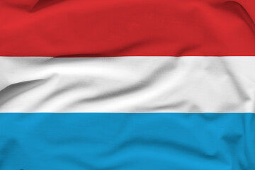 Luxembourg national flag, folds and hard shadows on the canvas