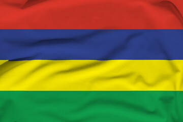 Mauritius national flag, folds and hard shadows on the canvas