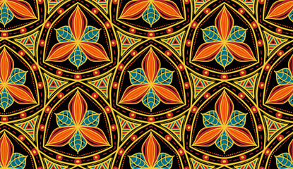 Geometric ethnic pattern seamless flower color. seamless pattern. Design for fabric,curtain,background,carpet,wallpaper,clothing,wrapping,Batik,mandalas,fabric,Vector illustration. pattern style.