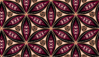 Geometric ethnic pattern seamless flower color. seamless pattern. Design for fabric,curtain,background,carpet,wallpaper,clothing,wrapping,Batik,mandalas,fabric,Vector illustration. pattern style.
