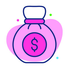 money bag Finance Related Vector Line Icon. Editable Stroke Pixel Perfect.