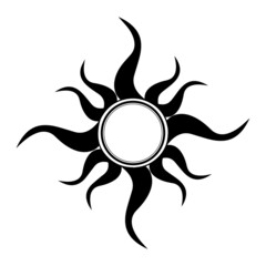 A Tribal Sun Tattoo on white