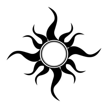 A Tribal Sun Tattoo on white