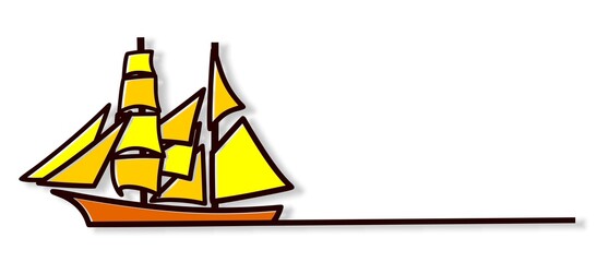 Stylized symbol of the yellow sailing vessel.