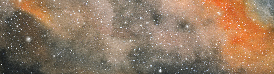 Cosmic background. Colorful watercolor galaxy or night sky with stars