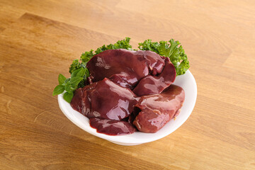 Raw chicken liver in the bowl