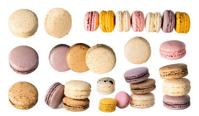 French sweet dessert macarons on white.	
