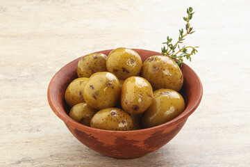 Boiled baby potato in the bowl