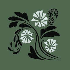 Folk flowers floral art print Flowers abstract art 