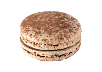  French sweet dessert macarons on white.