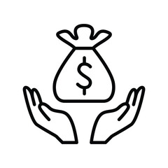 Investments money bag icon vector graphic illustration