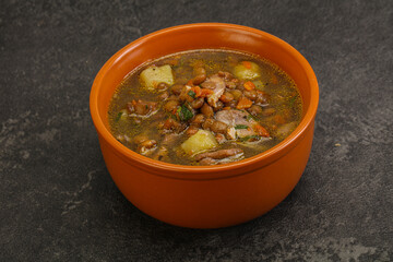 Lentil soup with chicken and vegetables