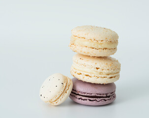 French sweet dessert macarons on white