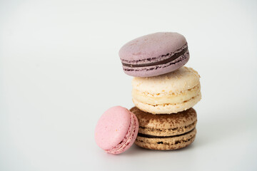 French sweet dessert macarons on white