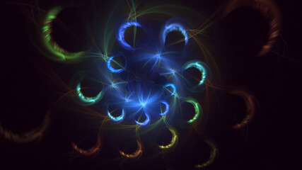 3D rendering abstract multicolor fractal light background