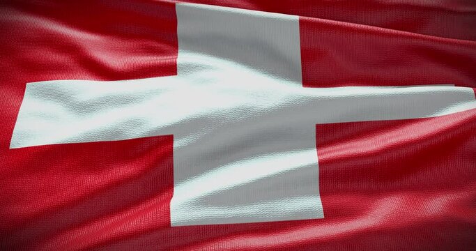 Switzerland national flag waving background, 4k backdrop animation