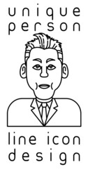 Naklejka premium vector illustration of unique authentic imaginary person line icon user profile picture isolated on white background