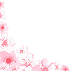 Obraz premium A corner of pink flowers. Watercolor illustration. Isolated on a white background. For design.