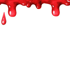 Seamless banner with dripping jam. Watercolor illustration. Isolated on a white background.