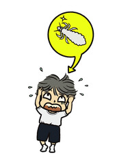 虱がいて驚く子供のイラスト