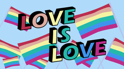 Love is love pride flat vector ilustration flag