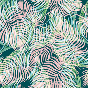 Palm branches abstract seamless pattern