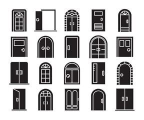 door icons set vector illustration