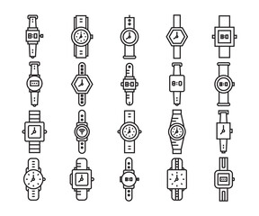 digital watch and smartwatch icons line vector illustration