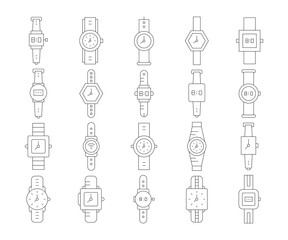 digital watch and smartwatch icons line vector illustration