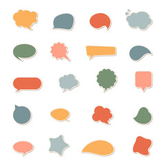 Sticker set, collection of speech bubbles, vector template
