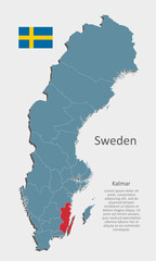 Vector map country Sweden and region Kalmar © corben_dallas