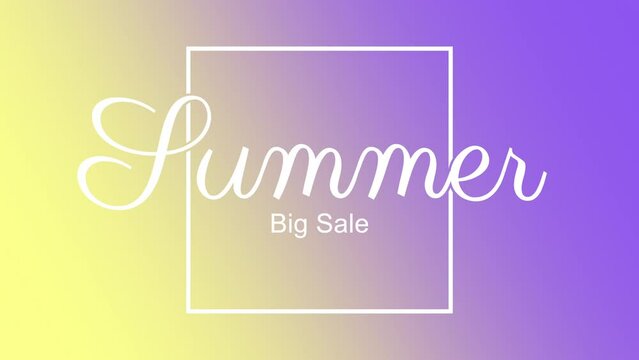 Summer Big Sale in white frame on gradient texture, motion promotion, summer and retro style background
