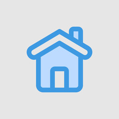 Home page icon in blue style about essentials, use for website mobile app presentation