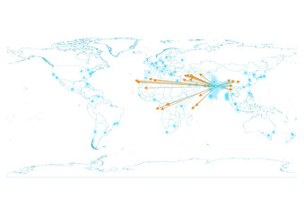 Fototapeta premium Export concept map for India, vector India map on white background suitable for export concepts. File is suitable for digital editing and large size prints.