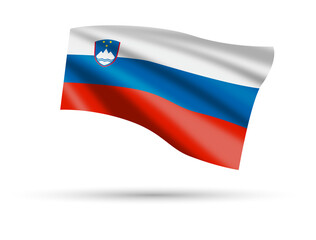 Waving flag of the Republic of Slovenia isolated on a white background