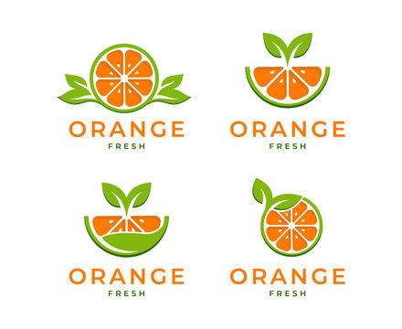 fresh orange logo vector illustration, Fresh Orange Slice Logo Designs
