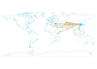 Export concept map for South Korea, vector South Korea map  on white background suitable for export concepts. File is suitable for digital editing and large size prints.