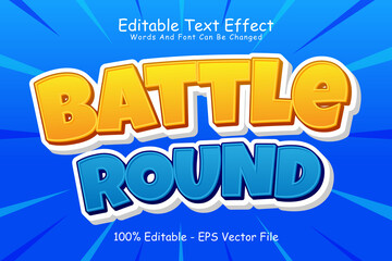 Battle round editable Text effect 3 Dimension Emboss cartoon style