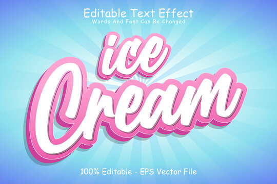 Ice cream editable Text effect 3 Dimension Emboss cartoon style