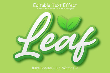 Leaf editable Text effect 3 Dimension Emboss modern style